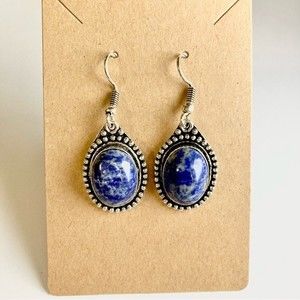 LAPIS Lazuli Hook Earrings - Elegant Handcrafted Gemstone Jewelry